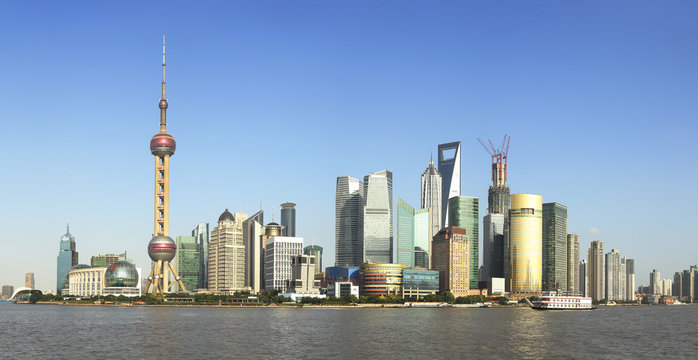 Lujiazui Finance&Trade Zone of Shanghai skyline at city landscap