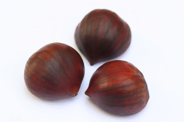 tre castagne_ sfondo bianco