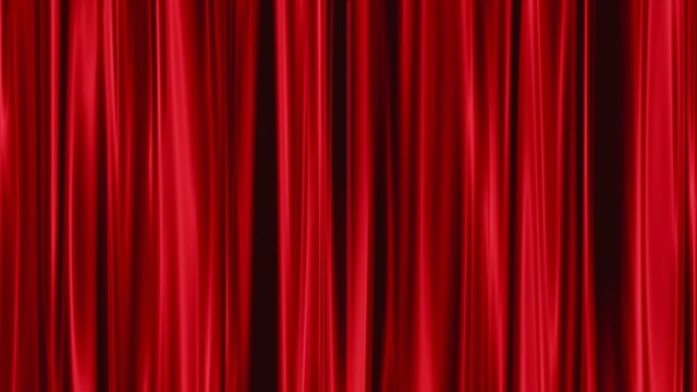 Red Curtains open, green background