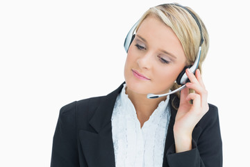 Woman on headset