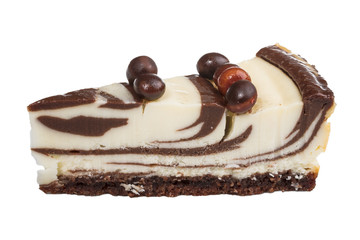 cheesecake with chocolate sauce.