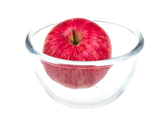 fresh red apples in the dish isolated on white background