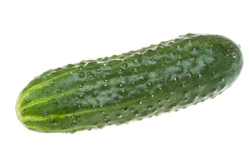Healthy food. The green cucumbers isolated on white background