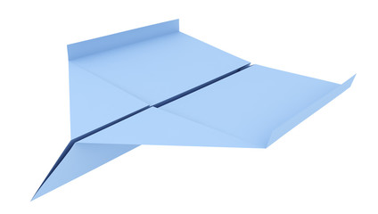 Blue paper airplane (3d render)