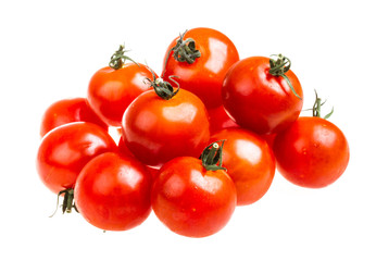 Small cherry tomato on white background close up