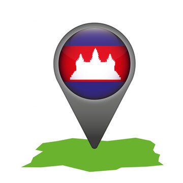 Kambodscha Markierung Flagge Icon Button