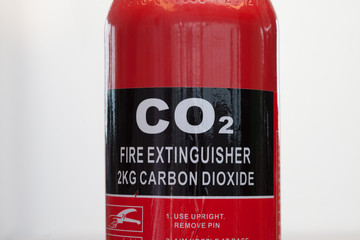 Carbon dioxide fire extinguisher close up
