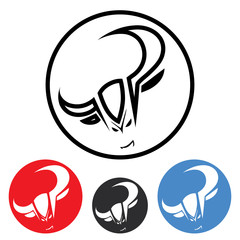 Circle bull emblem - vector illustration