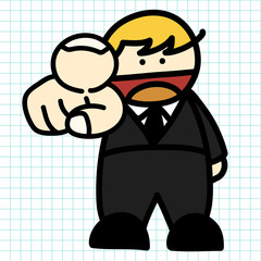 Business man hand draw cartoon.