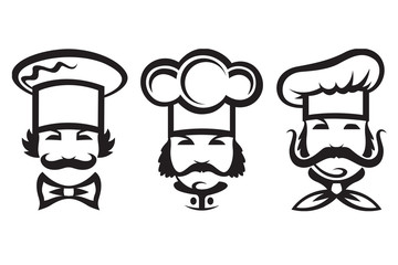 monochrome illustration of three chefs