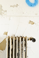 rusty old radiator, interior.