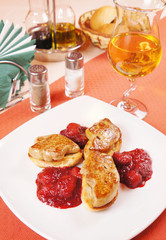 Foie gras on a laid table