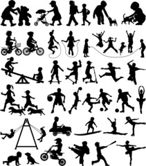 Children vector silhouette