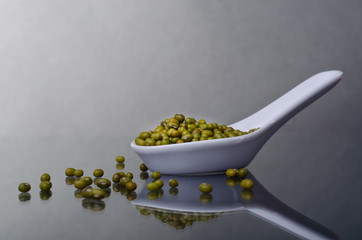 Mung beans in a ceramic bowl