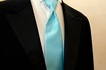 blue silk tie with tuxedo