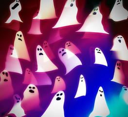 translucent ghosts, halloween background illustration