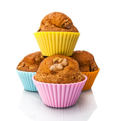 Walnut Muffins isolated on white