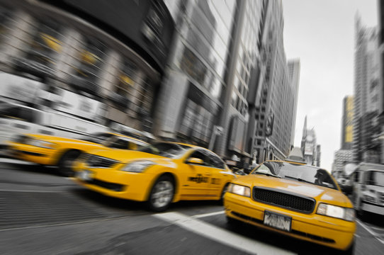 Fototapeta Taxis couleur sélective - New York, USA