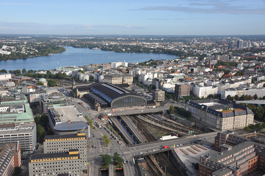Hauptbahnhof Hamburg, Au&szlig;enalster, Innenstadt, Luftbild, Hamburg