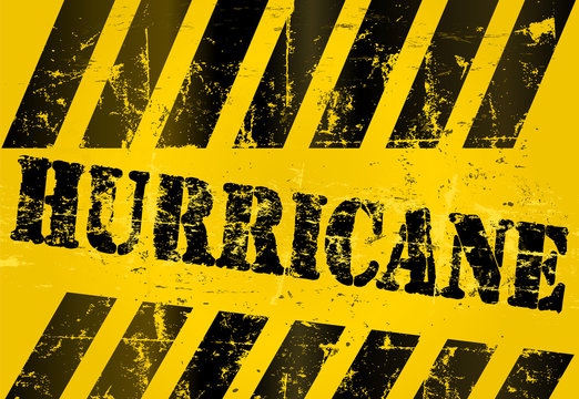 Hurricane and storm warning sign, grungy, vector eps 10