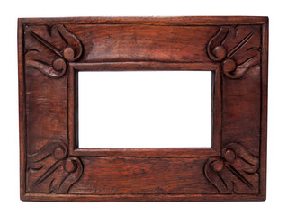 Empty wood frame isolated on white