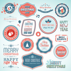 Obraz premium Set of stickers and elements for Christmas and New Year