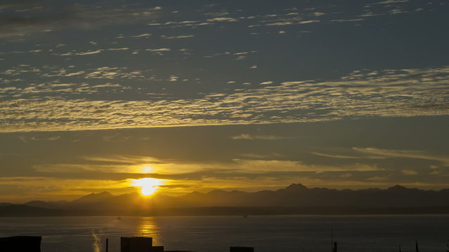 Sunset over Seattle Bay