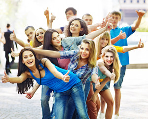 Obraz premium Group people in summer outdoor.