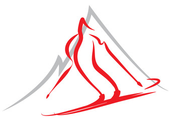 Vector symbol of skiing, winter sports