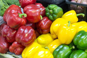 Fresh Bell Peppers in Basket