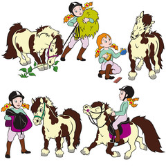 set with girl and pony