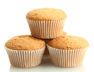 tasty muffin cakes, isolated on white