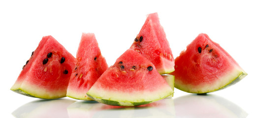 Sweet watermelon slices isolated on white