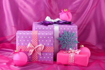 Beautiful gifts, Christmas balls and snowflake