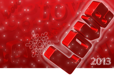 Love wishes for 2013 Greeting Card with 3d text in red color