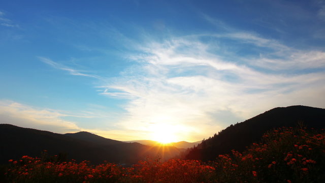 mountain landscape. sunset.