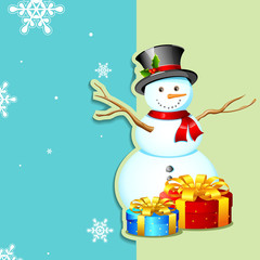 Christmas card with Snowman