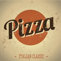 Cercles muraux Poster vintage Plaque à pizza vintage rétro avec effet grunge