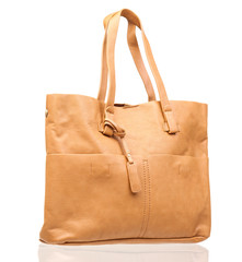 Leather women bag isolated over white