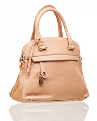 Beige female bag isolated over white