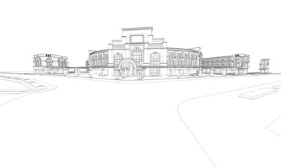 Wireframe of building