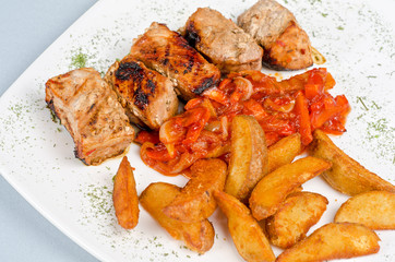 Grilled kebab pork meat