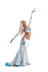 blond woman dance in white oriental costume