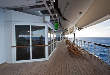 Landscape image of promenade deck on cruise ship. © Philip Schubert
