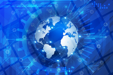 Abstract blue world and technology background