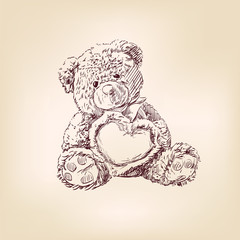 illustration of  teddy bear with  heart. © vladischern