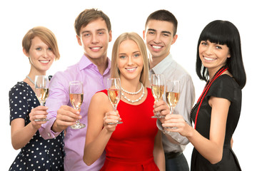 Happy business colleagues wishing you Merry Christmas