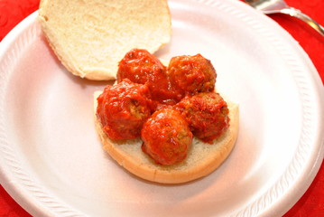Meatball Sandwich on a White Plate