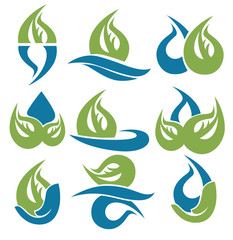 drop and leaves signs, symbols and icons