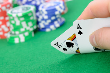 cards winning combination in Black Jack  in hand